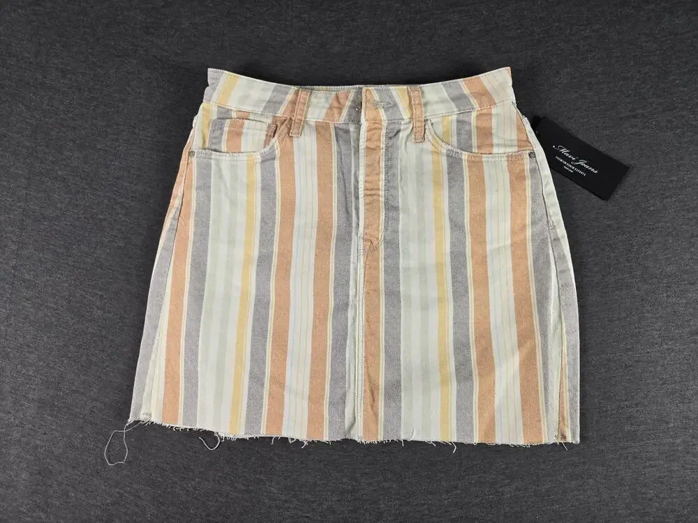 Mavi Jeans Denim Skirt Womens Small Multicolor Striped Lindsay Spring Mini New